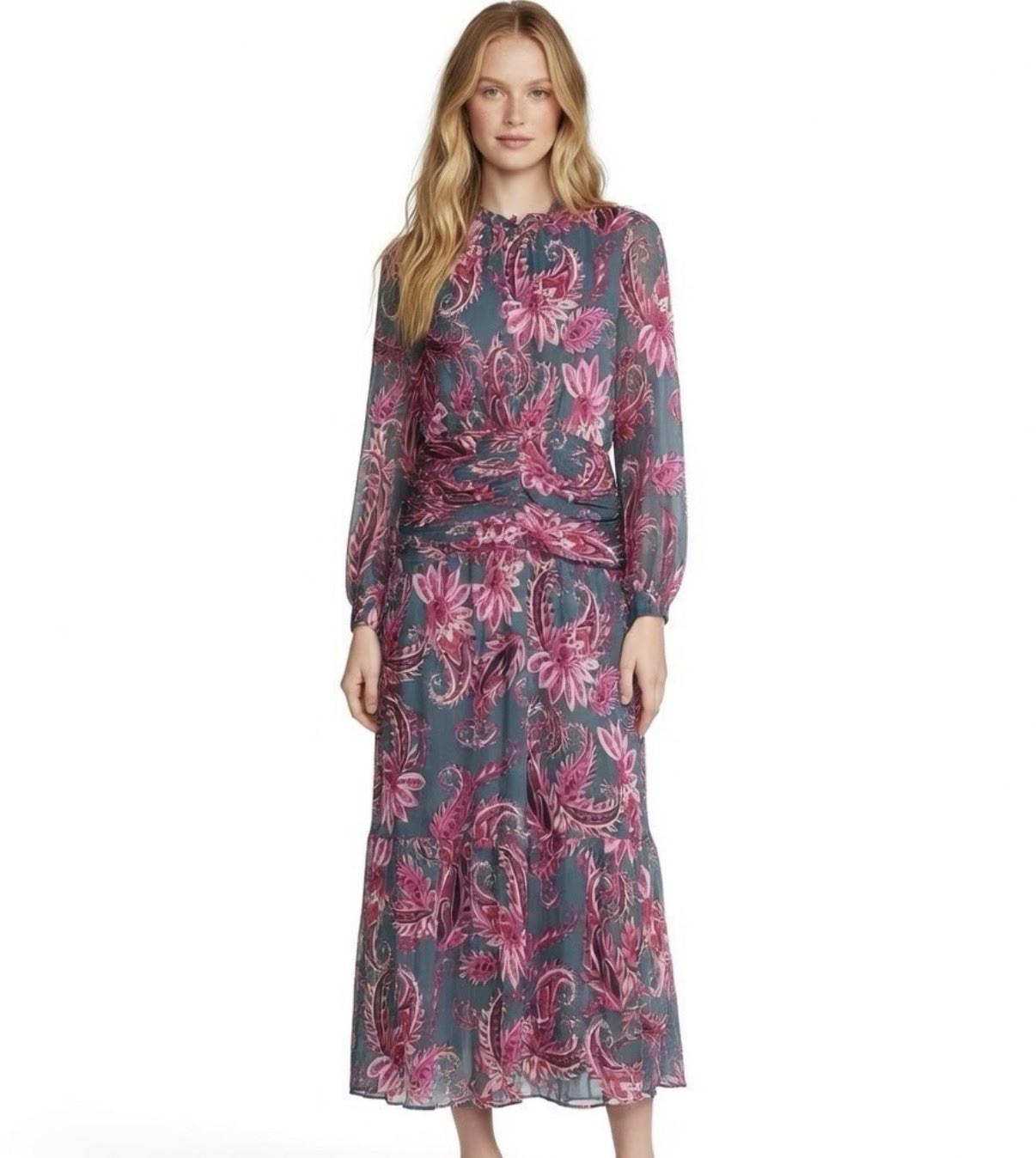 Maggy London Floral Maxi Sheath Dress, Size 4