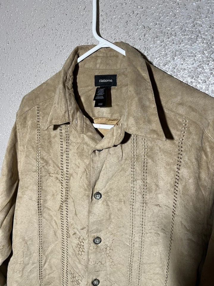 Camisa de vestir Claiborne para hombre grande de gamuza tostada de poliéster Foto 2 de 4