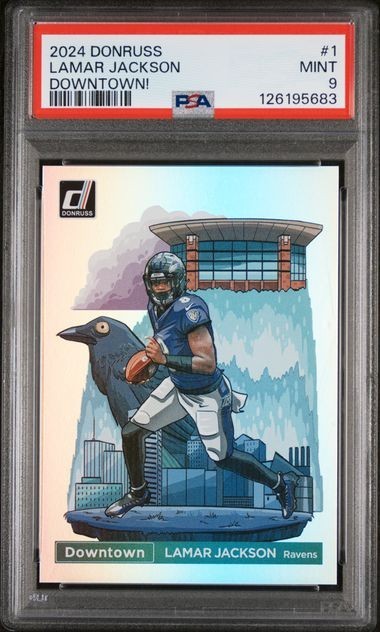 2024 Panini Donruss Football NFL Downtown! #1 Lamar Jackson PSA 9 SSP Case Hit