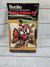 Bucilla Deluxe Pile  Latch Pillow Kit "Pussy Willow" butterfly  15x15 inches