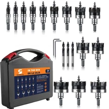 Carbide Hole Saw Kit for Metal TCT Hole Saw Drill Bit Set Hole Cutter Kit for...