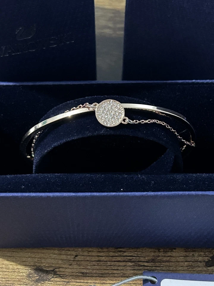 Brazalete Swarovski Transparente Jengibre Chapado en Oro Rosa 1/2 Cadena Sólida Ajustable (SM) Foto 2 de 4