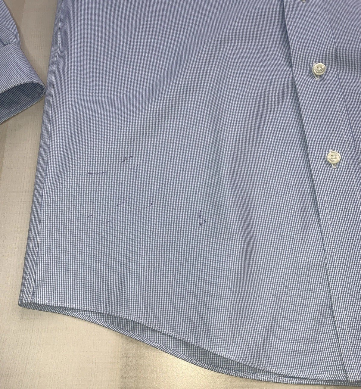 Brooks Brothers Blue Houndstooth Cotton Non Iron Button Down Dress Shirt Mens 16 thumbnail 3