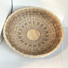 Boho Wicker Woven Basket Rimmed Round Huge Wall Or Table 19 Inch