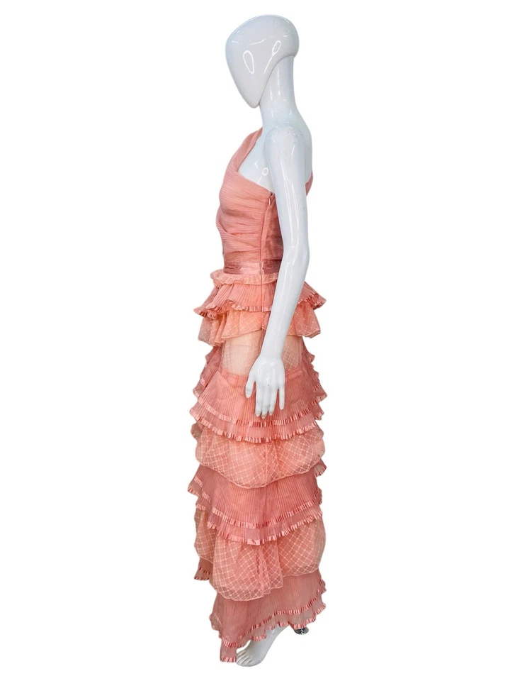LoveShackFancy Robe De Mariage Sans Manches Longue Saumon Une Épaule Taille XS 2 - Photo 4/4