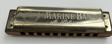 Vintage M. Hohner Marine Band Germany Key of C A440 Harmonica Silvertone Music