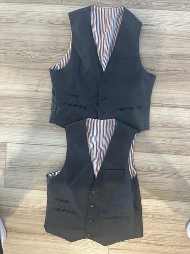 UNbranded Charcoal Business Suit Vest Pinstripe Men's Waistcoat 42R Six Button