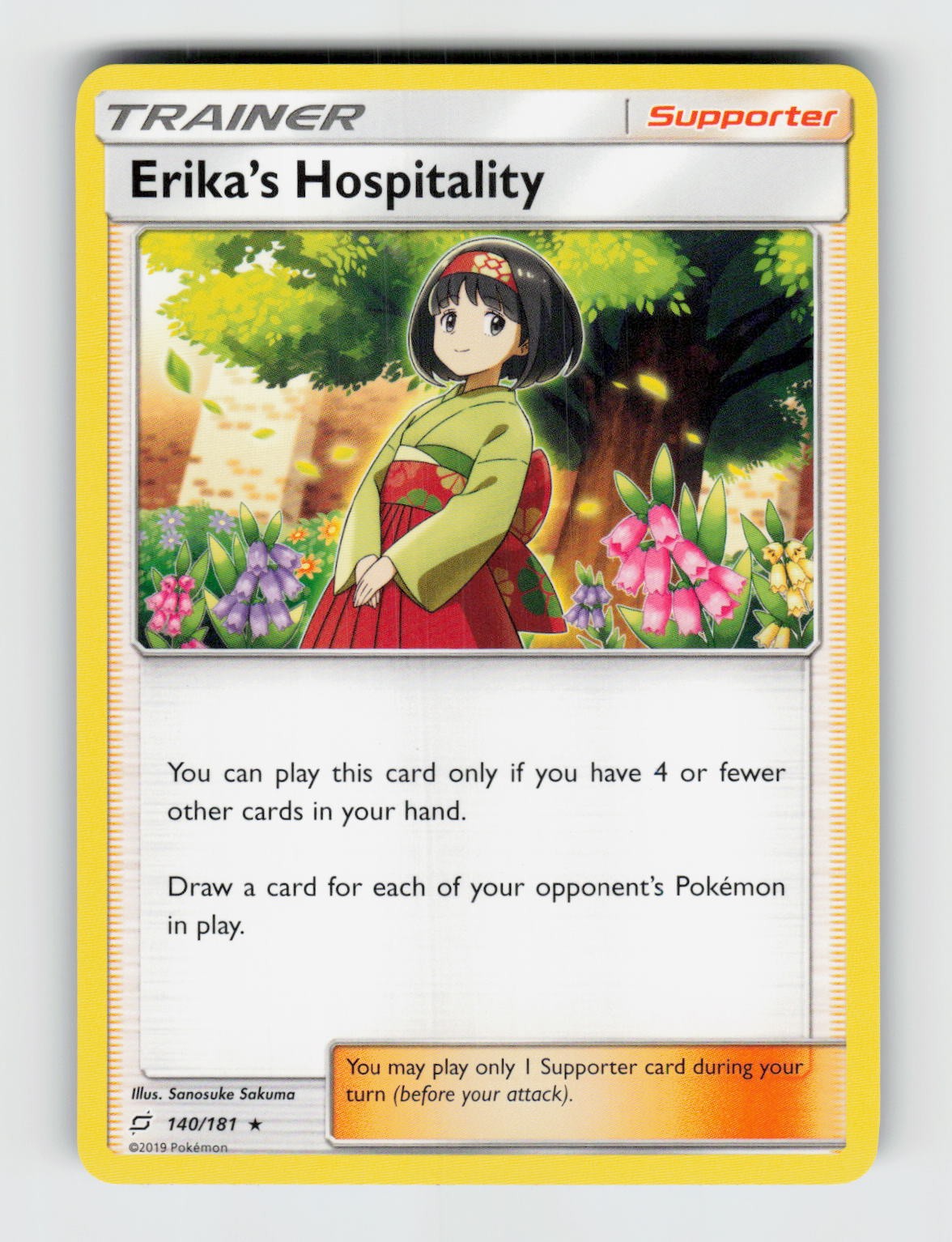 Erika's Hospitality 140/181 - Pokemon - Team Up - Holo Rare - NM