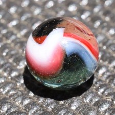 GORGEOUS Peltier Transparent Blue Base Rainbo Marble .603" M Condition