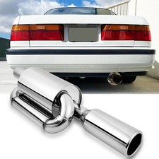 Twin Loop Exhaust Muffler 2.5" Inlet 4" Tip Chrome For Honda Accord CD5 CG5 CK2