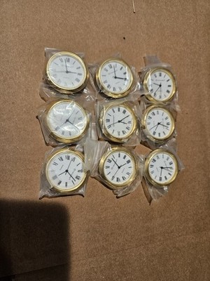 Lot Of 8 Chilmark Mini Quartz Clock Insert, 1.5  Inch 37 mm For Crafts