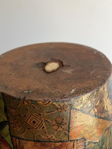 Antiker Rotguss Volkskunst Decoupage verzierter Topf Hohlraum um 1845 - Bild 19 von 24