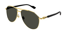 GUCCI Men's Sunglasses GG1220S- 001 Pilot Navigator Metal Gold Grey 59 mm NEW