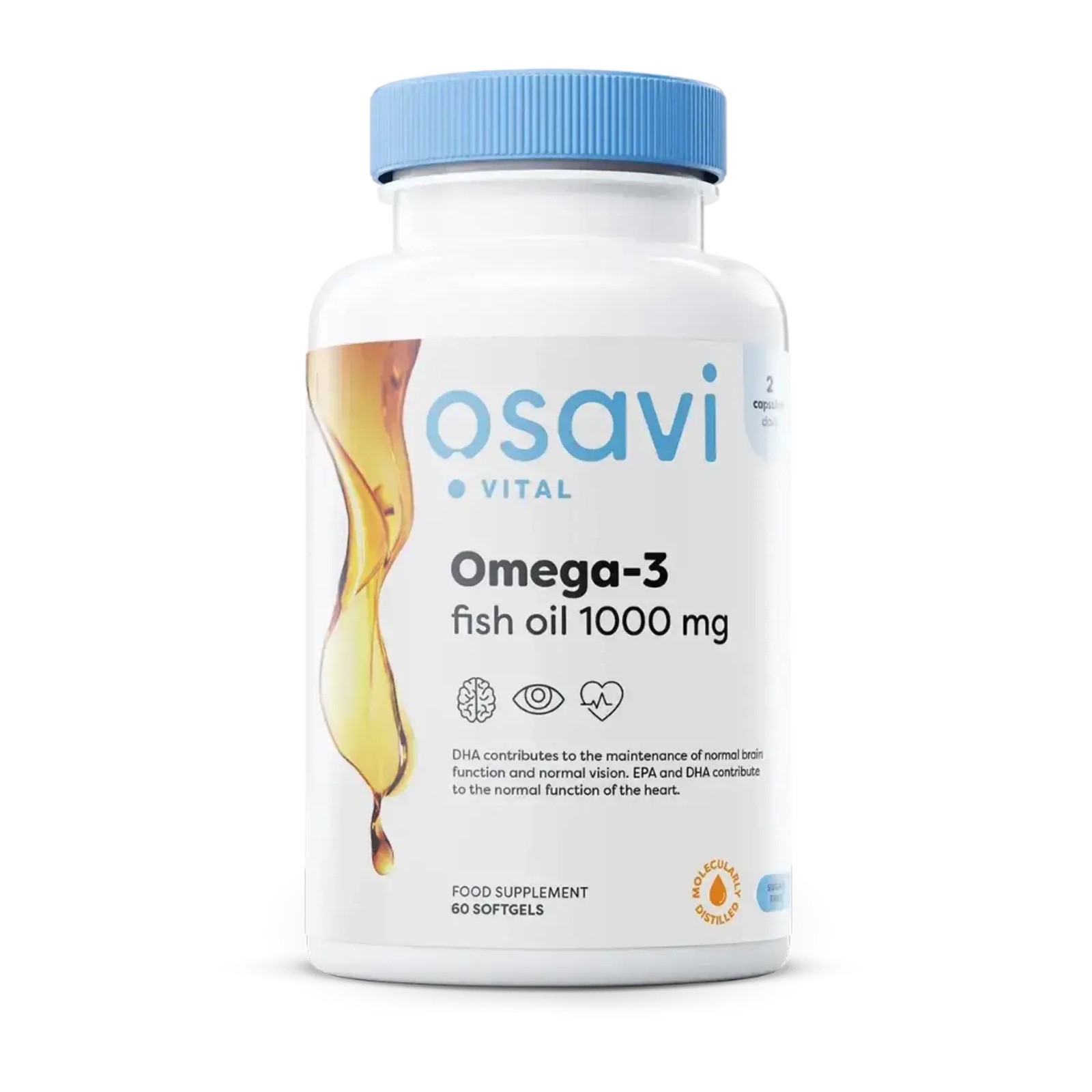 OSAVI OMEGA-3 FISH OIL BRAIN VISION HEART SUPPORT 1000MG 60 SOFTGELS LEMON
