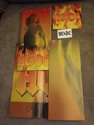 1997 AC/DC Bonfire CD Color Booklet Centerfold Poster Temp Tatoo Rock Band Music