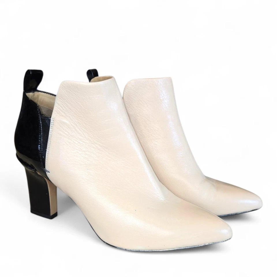 Reed Krakoff Made In Italy Leather Colorblock High Heel Ankle Boots/ Black+Tan 7 - Image 3 of 4