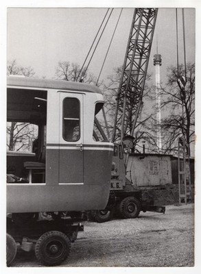 1965 German Subway Car Models Arriving For Munich Traffic Exposition Press Photo