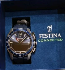 Festina Connected Blue Titanium Rubber Smartwatch Watch
