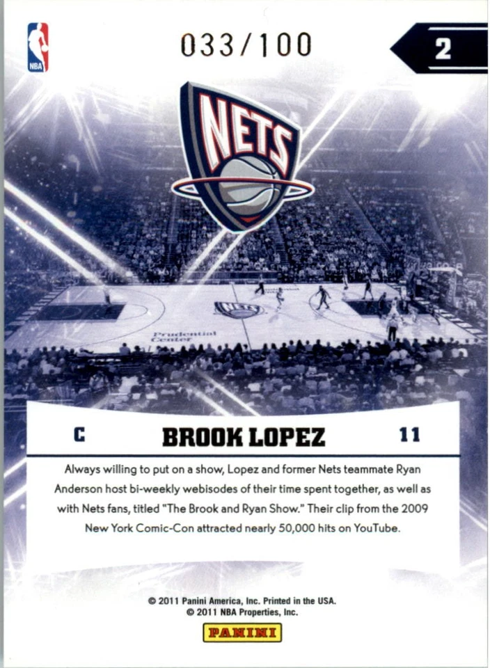 2010-11 Absolute Memorabilia Hoopla Spectrum #2 Brook Lopez/100 - BSK - Image 2 of 2