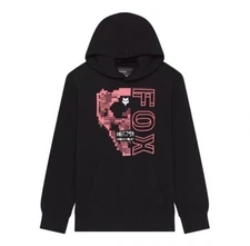 FOX Racing Youth Image Skull Fleece Pullover Hoodie $60 Youth Medium Black