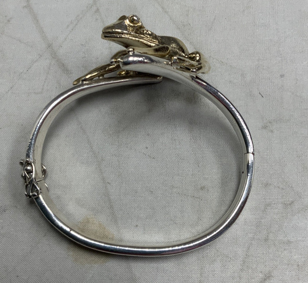 Sergio Bustamante Signed Frog Bangle Bracelet .92… - image 8