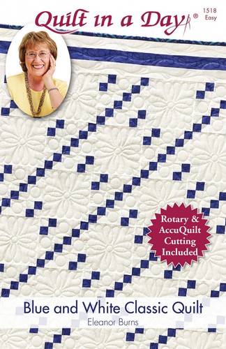 Blue and White Classic Quilt in a Day pattern, Eleanor Burns #1518 For Rotary & - Afbeelding 1 van 2