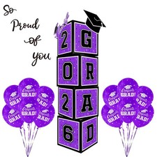 2026 Graduation Decorations Set - So Proud of You - Class of 2026 Balloon Box...