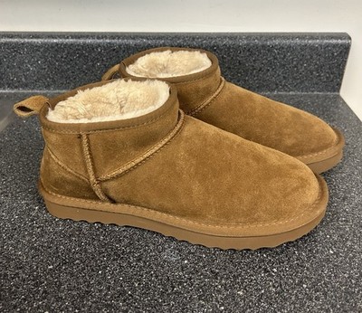 Ladies Brown Shearling Sheepskin Women's Short Boots Euro Size 40, US Size 9