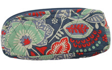 Vera Bradley Nomadic Floral Makeup Bag Plastic Lining Gray-orange-green 8"x4"