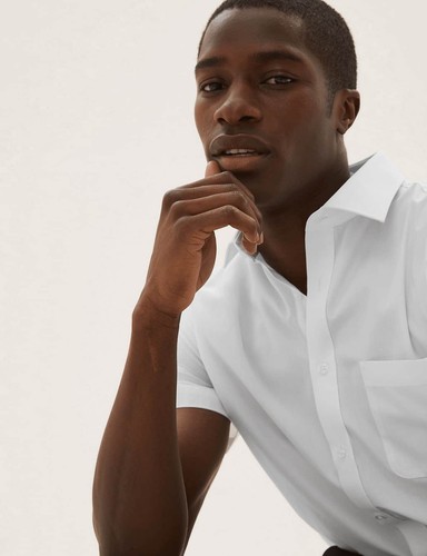Peter England Mens Short Sleeve Formal Shirt Regular Fit - White - Picture 2 of 16