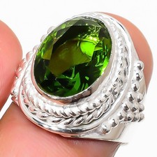 Green Peridot Gemstone Handmade 925 Sterling Silver All Size Ring For Gift