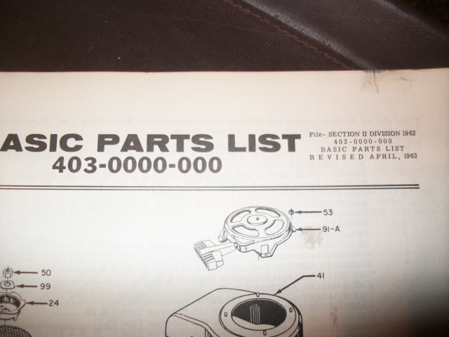 clinton engine 403 0000 000,60/70s,illustrated parts list,antique