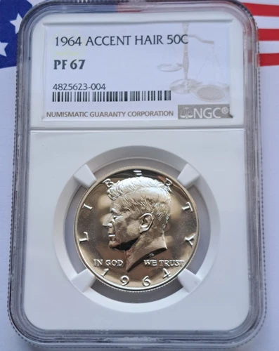1964 NGC PF 67 Silver Proof Kennedy Half Dollar "Accented Hair"