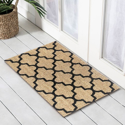 Geometric Front Door Entrance Mat 50cm x 80cm Thick 50mm Coir Heavy Duty Doormat - Picture 2 of 3