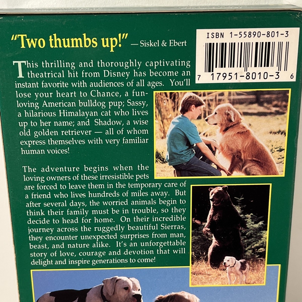 Vintage Homeward Bound: The Incredible Journey VHS, 1993 Dog