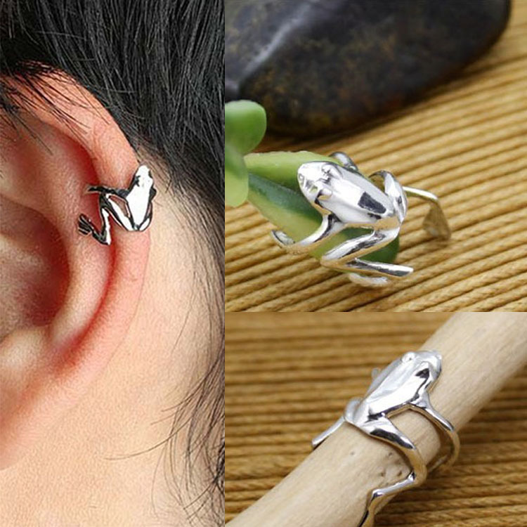 PUNK SILVER GOLD FROG CUFF EAR CLIP WRAP EARRING TOP CARTILAGE FASHION STUD  UK