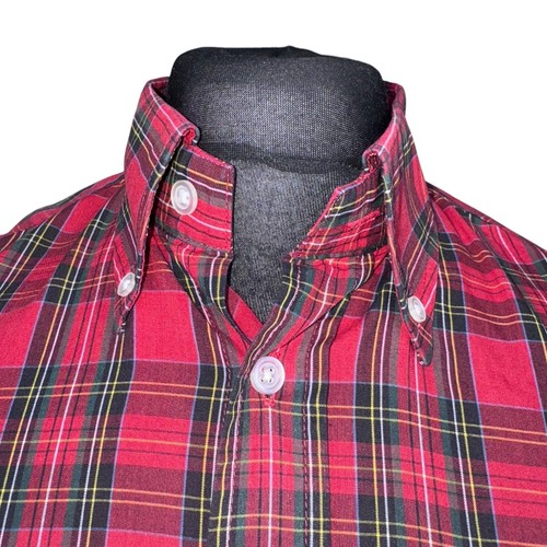 BRUTUS TRIMFIT Shirt Mens MEDIUM (38") Short Sleeve Red Check - Picture 3 of 12