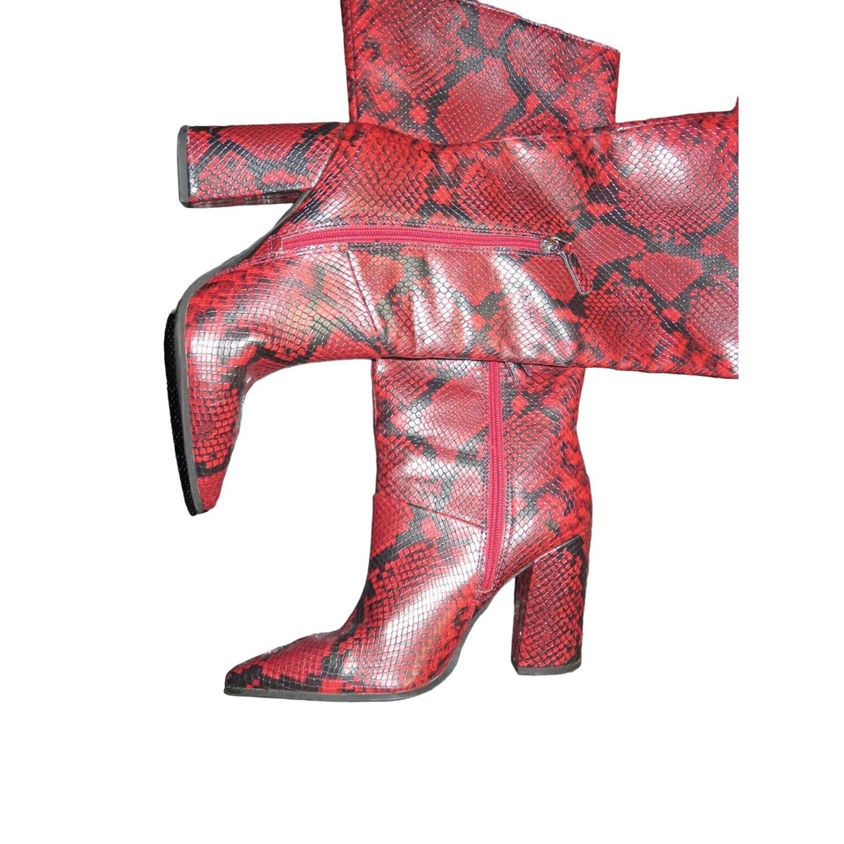 ankle boots red snakeskin knee high boots