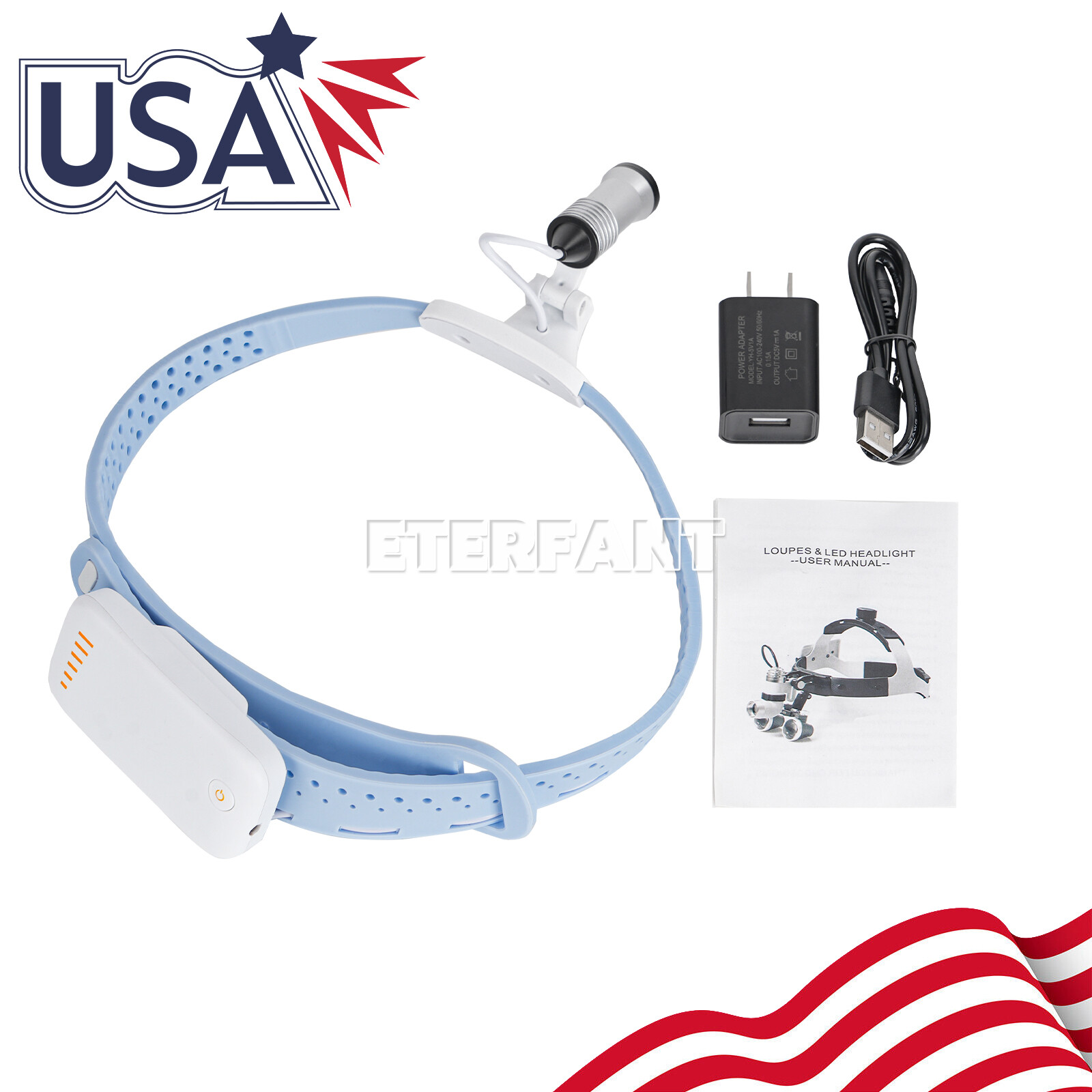 ETERFANT Dental Portable Lightweight Silicone Headlamp Surgery Medical 5W LED US