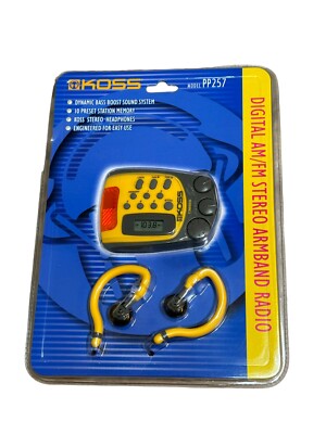 NEW KOSS PP257 Digital Radio AM FM Stereo Armband Sports Radio Yellow/Grey