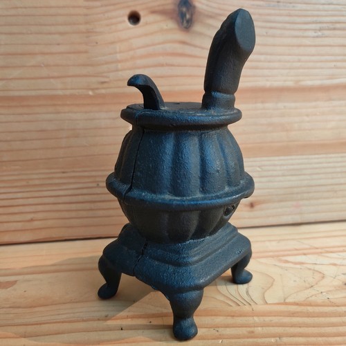 Vintage schwarz Gusseisen Land Charme Mini Miniatur Topf Bauch Herd 5" Dekor - Bild 6 von 13