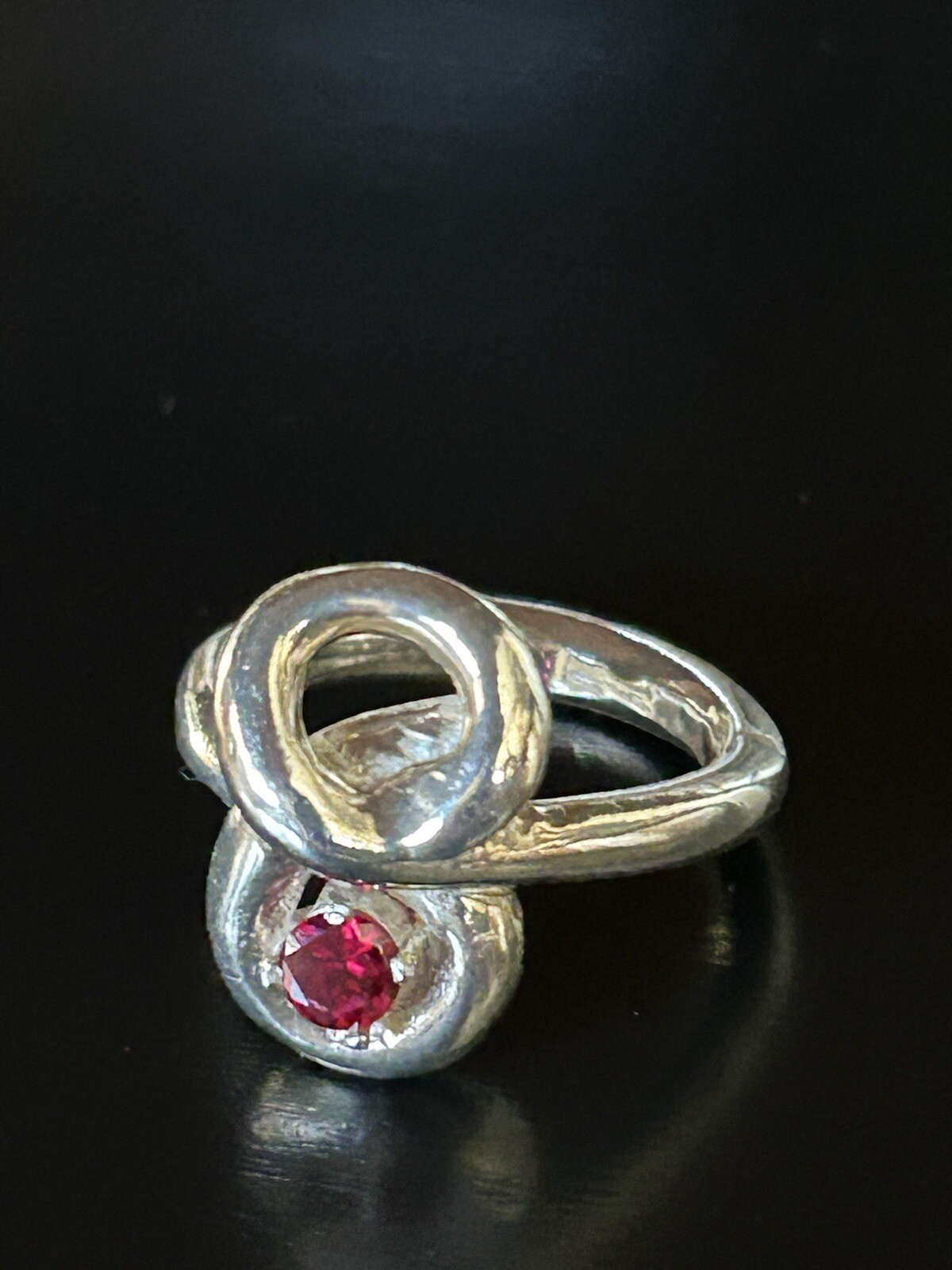 Ruby Infinity Shape Sterling Silver RING Size 4.5… - image 11