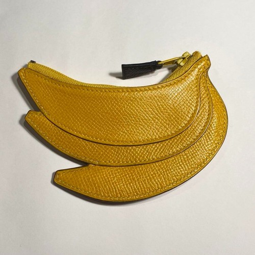 Hermes Fruit Coin Case Banana 035114Ca Couchevel Yellow Purse O Engraved - Picture 2 of 8
