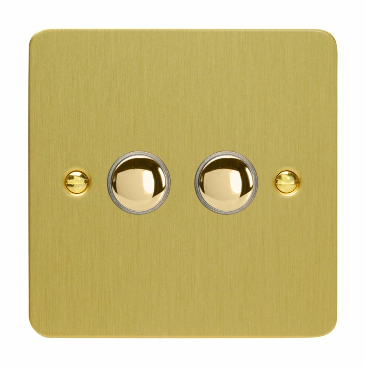 Varilight XFBM2 Ultraflat Brushed Brass 2 Gang 6A 1W Push Momentary Switch