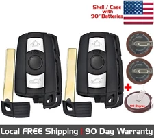 2x Replacement Remote Key Fob SHELL / CASE & VL2020 90 Degree Batteries For BMW