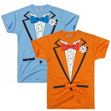 LIGHT BLUE or ORANGE RUFFLED TUXEDO TEE costume dumb and dumber halloween TUX