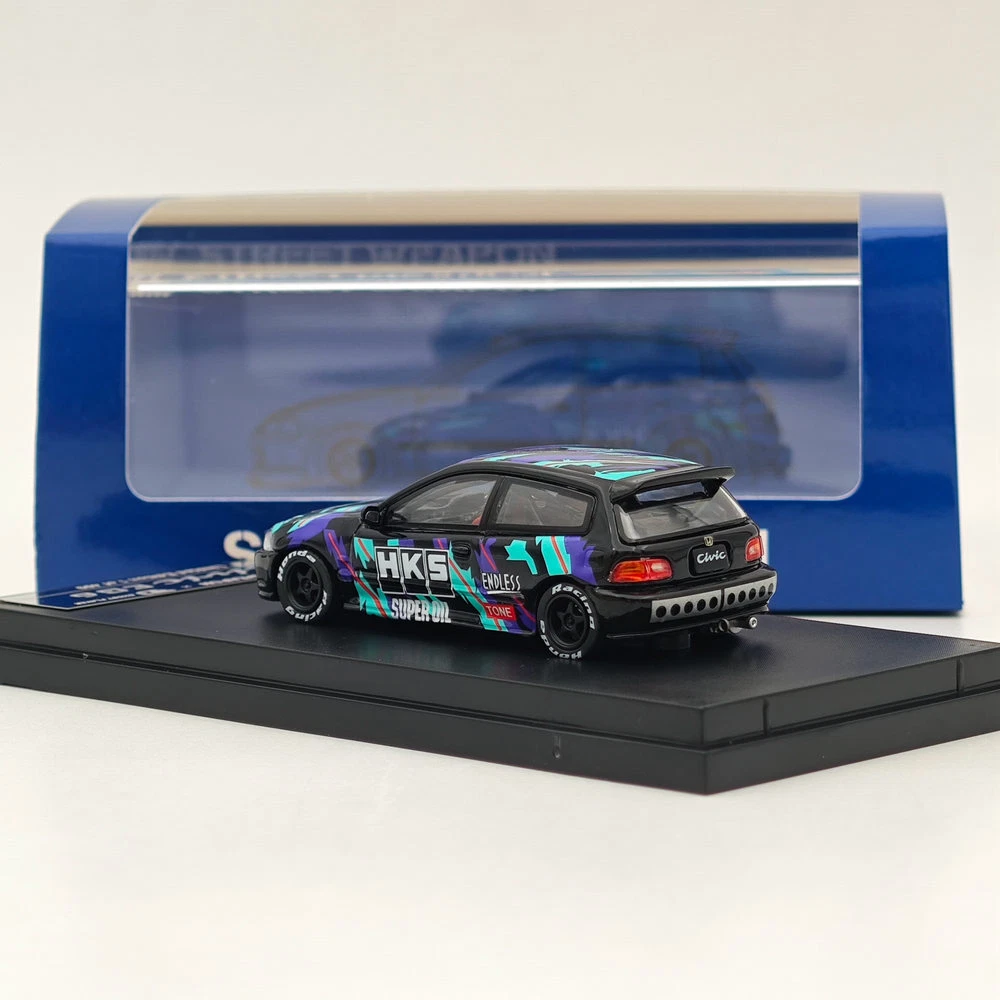 1/64 ホンダ シビック Honda Civic 改造 HKS Unboxing Street Weapon 1:64 Honda Civic Estilo (EG6) - HKS