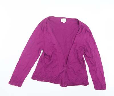 East Damen lila V-Ausschnitt Acrylmischung Strickjacke Größe XS