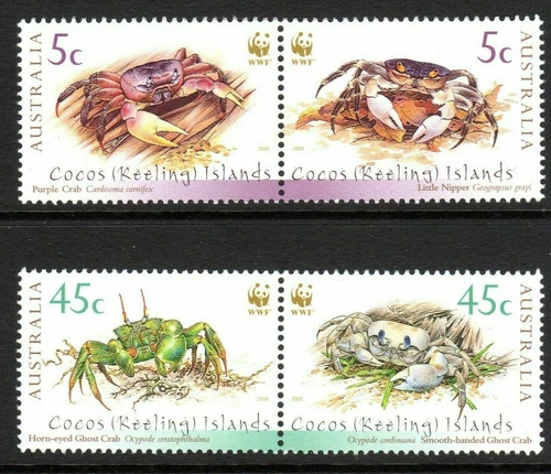 MINT 2000 COCOS ISLAND WWF CRABS STAMP PAIRS STAMP SET