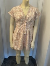 Zara Women Pink/White Romper Small. 87 Cotton 13 Linen.